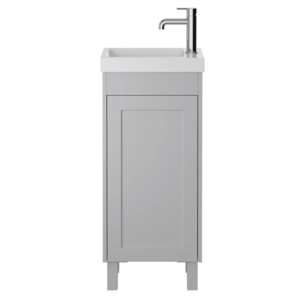 Cut out image of the Heritage Lynton 400mm Dove Grey Freestanding Cloakroom Vanity Unit, Basin & Handle Pack